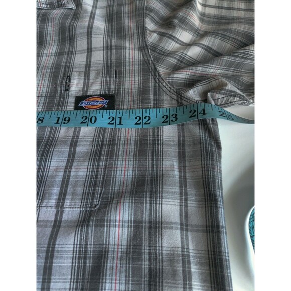 Authentic Dickies Mens Plaid Button Up Short‎ Sleeve Shirt Cotton Gray Size XL - Picture 9 of 11